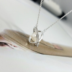Korean fashion valentine's day christmas gift jewelry silver women pearl necklace silver 925