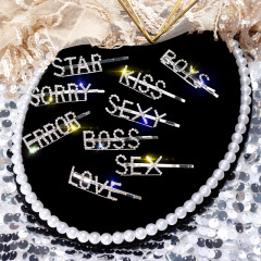 Silver crystal rhinestone Hair Accessories Barrettes women diamond letter hair clips Silver crystal rhinestone Hair Accessories Barrettes women diamond letter hair clips