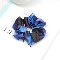 fashion custom girls new starry sky fabric elastic hair scrunchies for women