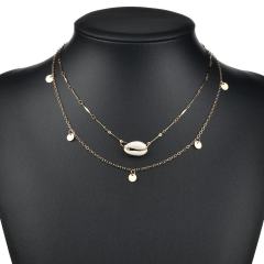 Decoration jewelry for women strand pearl layered double circle pendant necklace