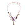 Wholesale women gift jewelry vintage artificial roses purple pearl flower necklace Wholesale women gift jewelry vintage artificial roses purple pearl flower necklace