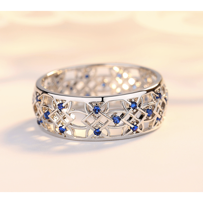 Silicone jewelry stainless steel round shape blue diamonds engagement rings