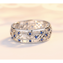 Silicone jewelry stainless steel round shape blue diamonds engagement rings