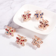Fashion girls butterfly crystal alloy small rhinestone hair claw clips for children
