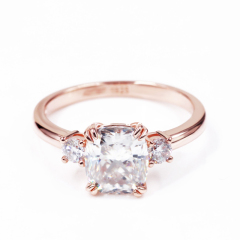 Custom 925 sterling silver diamond engagement cushion cut blue moissanite ring