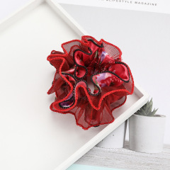 Summer Multi-layer pattern simulation silk lace flower elastic Hair Scrunchies for girls