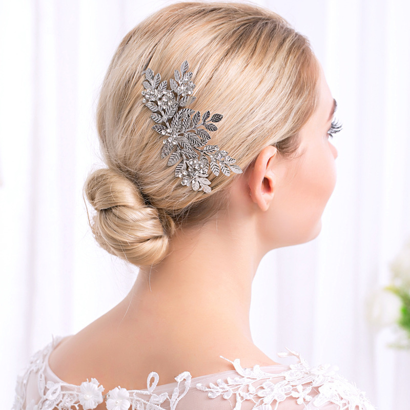 Handmade flower gold crystal hair accessories wedding bridal hair combs
