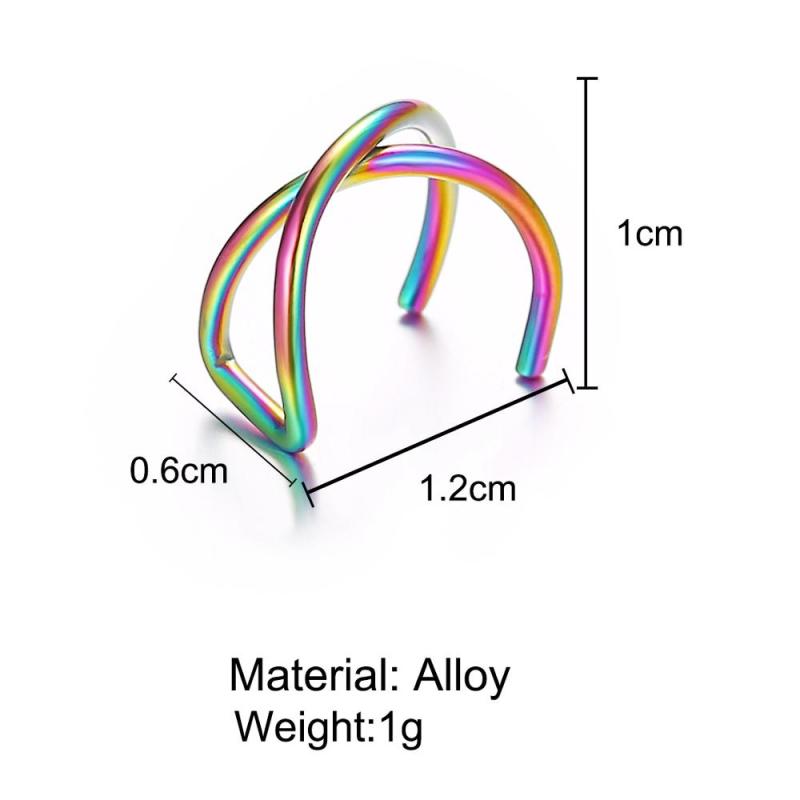 2020 amazon ins Fashion C cross shape body Cheap clip on earrings non piercing ear cuff earrings loop gold