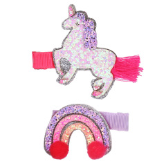 Custom metal alligator sequin glitter bling kid unicorn hair clip