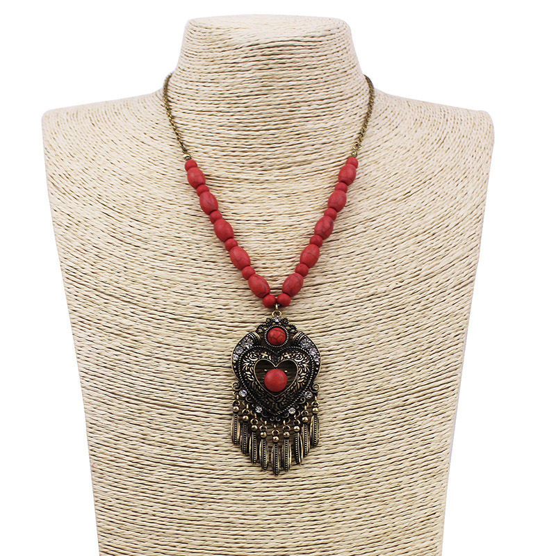 customized Amazon india africa fashion vintage Long  Metal Chain women Geometric stone bohemia boho Bead Tassel Necklace