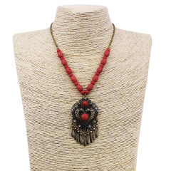 customized Amazon india africa fashion vintage Long Metal Chain women Geometric stone bohemia boho Bead Tassel Necklace