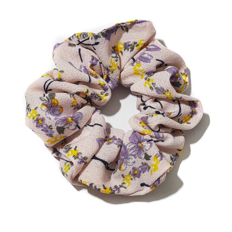 Simple design custom korean ponytail holder elastic chiffon hair scrunchies for girls Simple design custom korean ponytail holder elastic chiffon hair scrunchies for girls