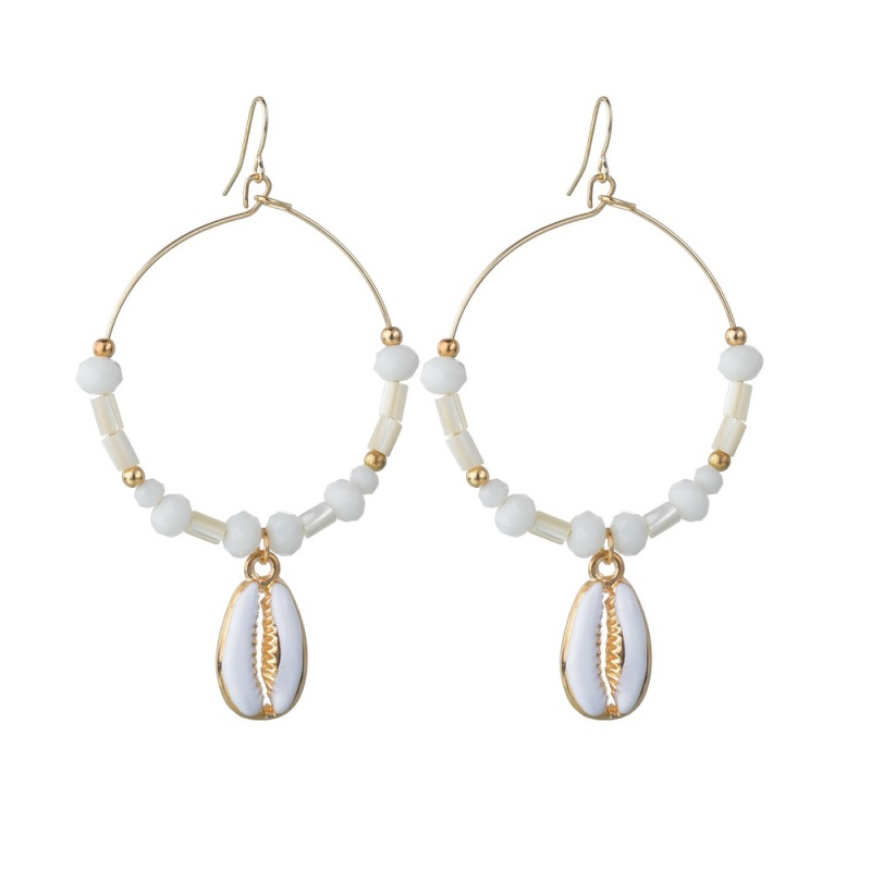2019 Fashion jewelry pearl sea shell large gold sterling silver earring hoop for women