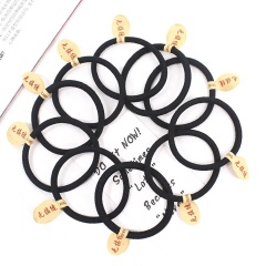 Handmade custom elastic hair tie pure black seamless high elastic hair tie with logo