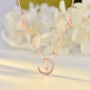 Fashion women wish korean vermeil charm moon star gold plated 925 sterling silver necklace Fashion women wish korean vermeil charm moon star gold plated 925 sterling silver necklace