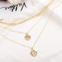 wholesale Amazon ins fashion life tree map gold long chain choker 3 multi layered necklace for women lady girls wholesale Amazon ins fashion life tree map gold long chain choker 3 multi layered necklace for women lady girls