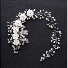 Handmade pearl flower headbands wedding hair accessories bridal hair comb