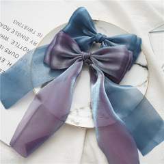 Summer wholesale women new design yarn bowknot ribbon hair clip for girls