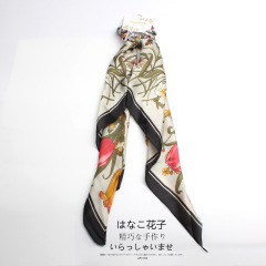 Popular hot sale long scarf print ribbon women girls bowknot Hair Scrunchies
