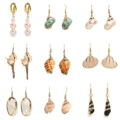 new fashion amazon ins sand beach sea jewelry gold plated pearl counch shell drop earring new fashion amazon ins sand beach sea jewelry gold plated pearl counch shell drop earring