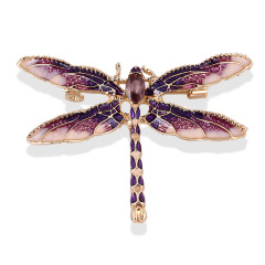 Korean fashion rhinestone alloy crystal dragonfly insect brooches for women and men