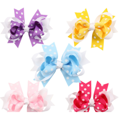 Beautiful wave point cross handmade 5 color bows hair clips for girls hair accessories Beautiful wave point cross handmade 5 color bows hair clips for girls hair accessories