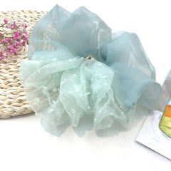 Fashion women hair accessories solid color splice dot Organza lace large scrunchies