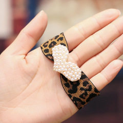 hair cord Accessor women Plastic Elastics No Crease Leopard Pearl hair tie