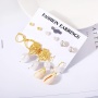 2020 ins new vintage 6 pair zircon  pearl shell hanging  earrings set combination for women