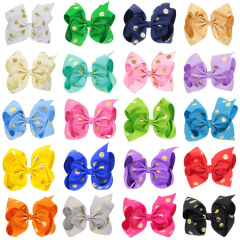 8 inch large ribbon gold dots JOJO hair bows clip for kid girl accessories