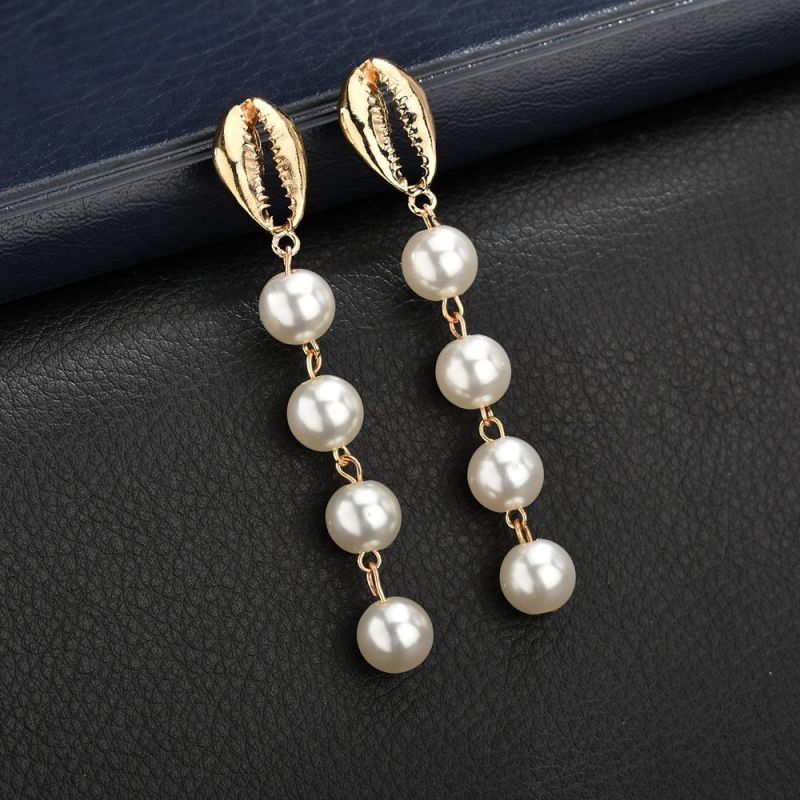2019 American fashion jewelry for women elegant white pearl drop simple earrings
