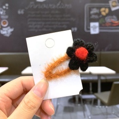 Wholesale handmade plush candy colors hair ornament flower hair clip in china