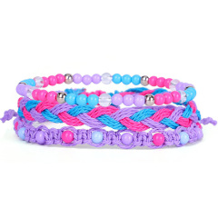 Wholesale 3pcs/set bead jewelry colorful line woven bracelets for women