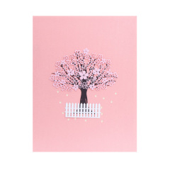 OEM pink tree paper laser cut wedding Valentine's Day gift 3d pop up card