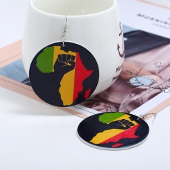 Wholesale africa map large round wooden earrings cheap personalized wood earrings jewelry