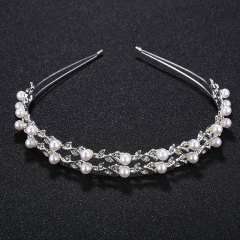 New design silver pearl women wedding round tiara crowns bridal headband