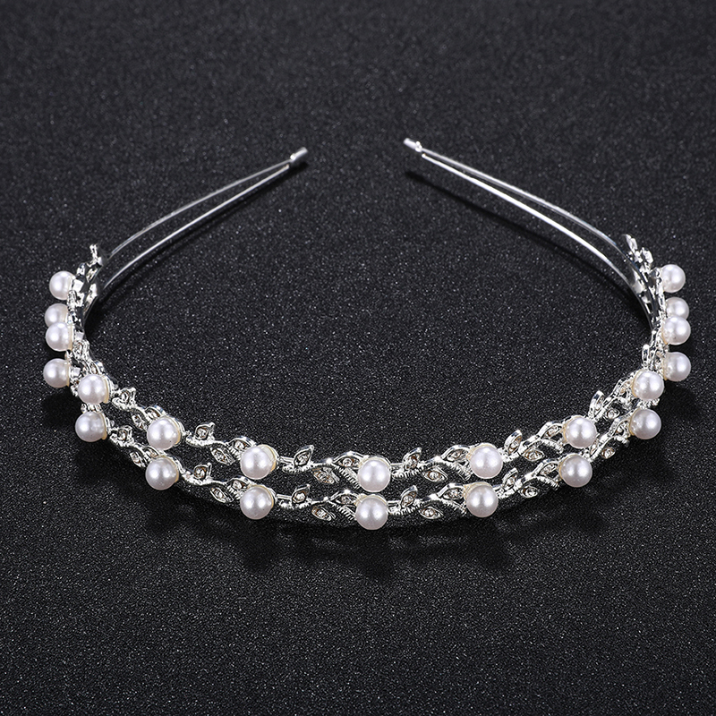 New design silver pearl women wedding round tiara crowns bridal headband New design silver pearl women wedding round tiara crowns bridal headband