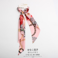 2020 new arrivals hot sale fancy long ribbon elastic bulk custom printed hair scarf scrunchies hair ties for girls