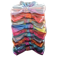 Wholesale Amazon hot sale new colorful designer laser swallowtail girls bow scrunchies