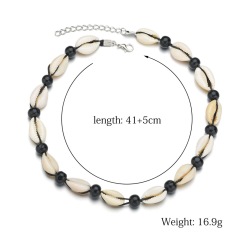 Beautiful women beach natural shell pendant baroque black pearl necklace