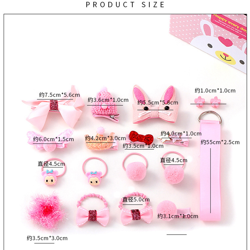 48pcs girls cartoon  bow hair clip hairpin hair band set with box