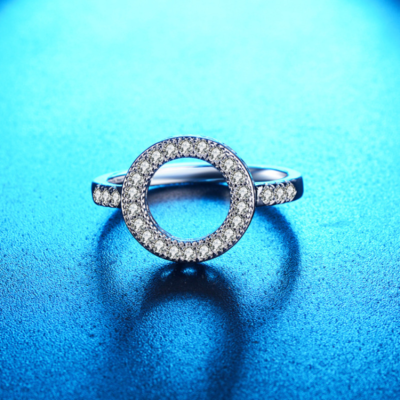 Simple Design Silver Plated Open Ring Stereo Circle Metal Zircon Round Ring Simple Design Silver Plated Open Ring Stereo Circle Metal Zircon Round Ring