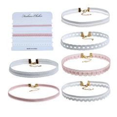 6pcs/set Amazon Hot Sale Women Girls Jewelry Sexy Simple Multicolor Lace Choker 6pcs/set Amazon Hot Sale Women Girls Jewelry Sexy Simple Multicolor Lace Choker