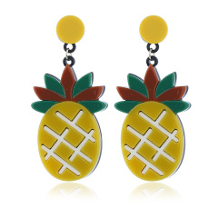 Fashion women fruit earring yellow pineapple acrylic dangle drop earrings