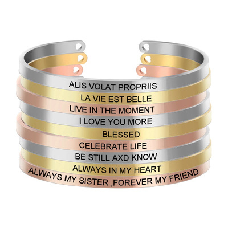 New design creative Simple Custom Letters Names Engraved Cuff Stainless Steel Bracelets New design creative Simple Custom Letters Names Engraved Cuff Stainless Steel Bracelets
