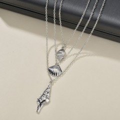 Fashion delicate beautiful women holiday silver gold moon and star shell necklace