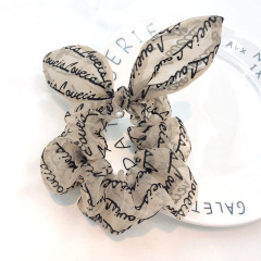 New style fashion girls transparent bowknot lace rabbit ear hair scrunchies
