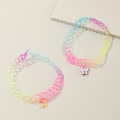 New fashion custom women jewelry rainbow colors butterfly choker necklace