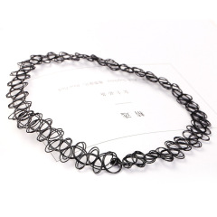 Punk style retro personality women's black hollow out weave Choker for Women
