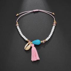 Hot sales Tassel Anklet Colorful Jewelry Summer Beach With Ankle Chain for ladies